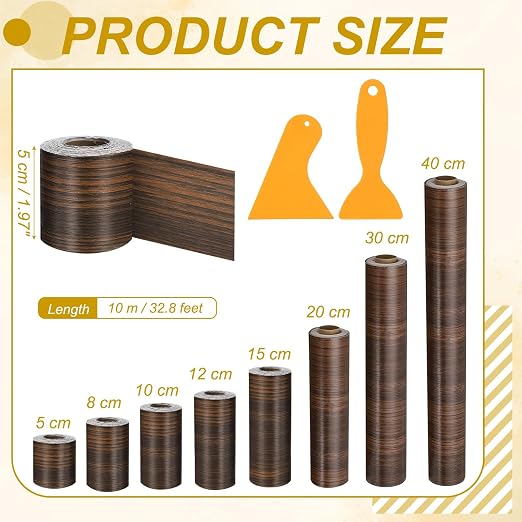 PATIKIL Wood Grain Repair Tape, 2" x 33' Self Adhesive Realistic Wood Tape with Scraper Durable Repair Patch for Furniture Floor Window Door Table DIY Home Decor, Jet Black Wood Grain