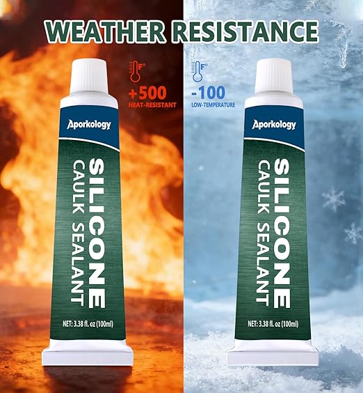 Clear Silicone Caulk Waterproof Silicone Sealant Stronger Adhesion Clear Caulk for Kitchen and Bathroom,Door, Window 3.38 fl.oz(100ml)