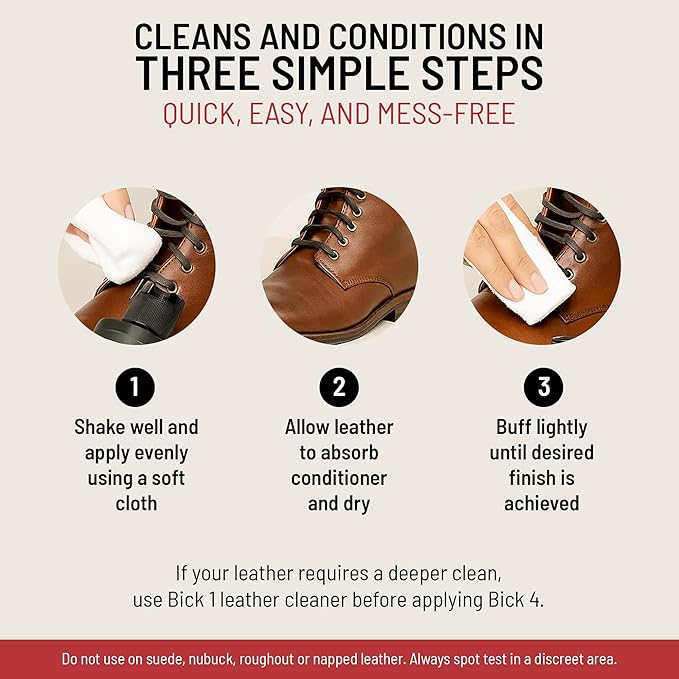 Bickmore Bick 4 Leather Conditioner and Leather Cleaner 2 oz - Will Not Darken Leather - Safe for Apparel, Furniture, Jackets, Shoes, Auto Interiors, Bags & Accessories