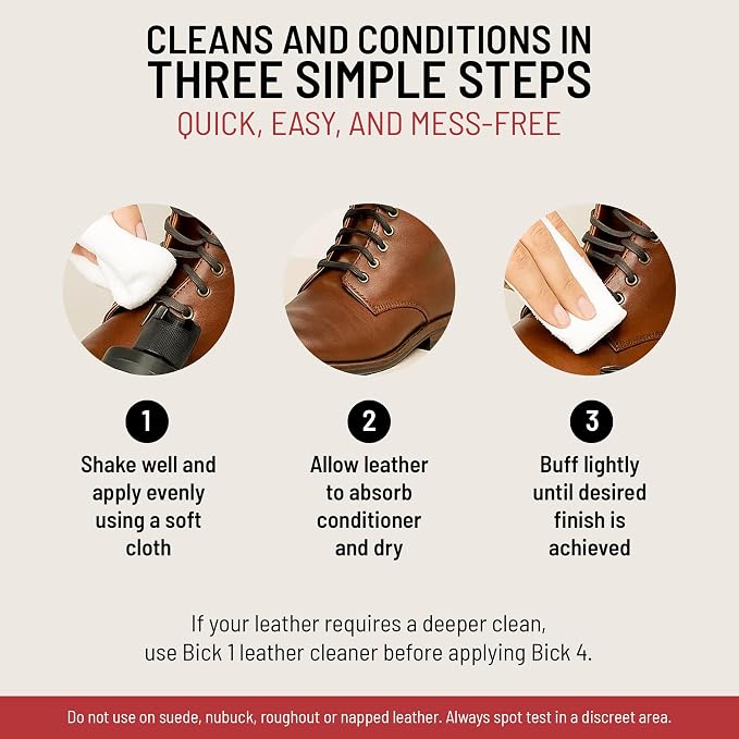 Bickmore Bick 4 Leather Conditioner and Leather Cleaner 16 oz - Will Not Darken Leather - Safe For All Leather Apparel, Furniture, Jackets, Shoes, Auto Interiors, Bags & All Other Leather Accessories