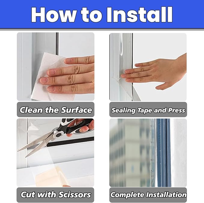 Window Insulation Tape for Winter Heavy Duty Weather Stripping Sealing Film Tape Draft Stopper 3 in x 33 Ft Keep Warm & Save Energy Easy Apply & Remove for Doors and Windows