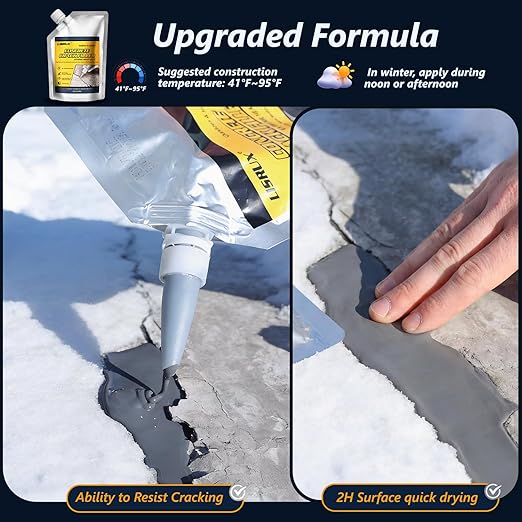 Concrete Crack Filler,1 LB High Elasticity Cement Crack Filler,Self-Leveling Quick-Drying & Waterproof Concrete Caulk,Concrete Repair for Driveway,Walkway,Patio,Joint,Indoor and Outdoor,Grey (16oz)
