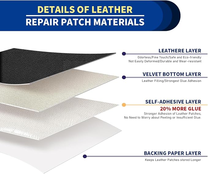 23.6 x 78.7 Inches Leather Repair Patch,Coffee Self Adhesive Leather Repair Tape Kit for Damaged Leather Furniture, Sofa Seating,Car Seats, Leather Goods