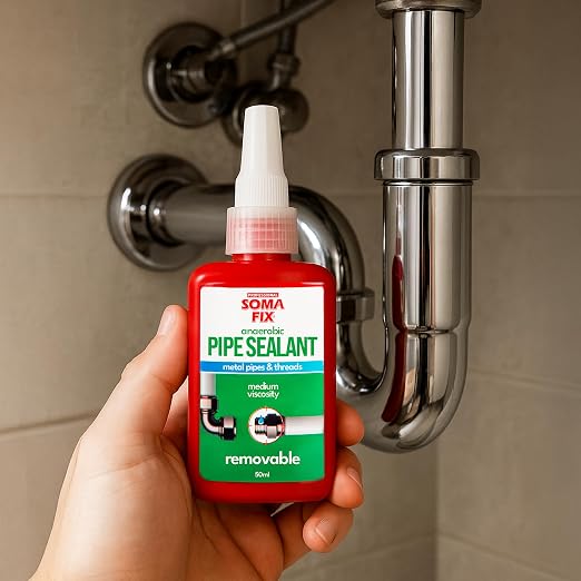 Pipe Thread Sealant - Anaerobic Sealant for Metal Pipe Threads, Fittings, Gaskets & Joints - Medium Viscosity, High-Pressure & Oil Resistant, Removable (1.7 fl oz / 50ml)