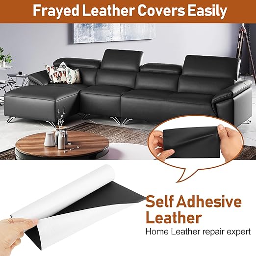 Leather Repair Patch, 17X60 Inch Self Adhesive Leather Repair Patch, Vinyl Repair Patch Kit, Leather Patches for Furniture, Couches, Car Seats, Cabinets, Wall, Handbags - Dark Grey #1