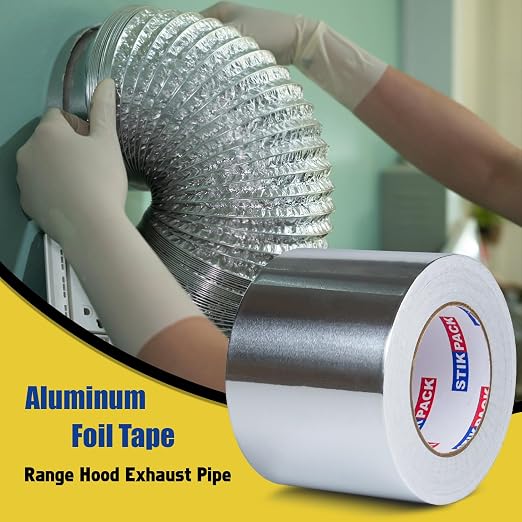 Aluminum Foil Tape 4 inch x 165ft (55 Yards) Heavy Duty HVAC Duct Tape for Ductwork – High Temperature Silver Foil Tape for Insulation, Metal Repair, Exhaust Sealing & Patching
