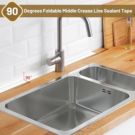 Fixmend White Caulk Tape Waterproof Self Adhesive, Toilet Caulking Sealant Tape, Bathtub Caulk Sealing Strip for Kitchen, Bathroom, Countertop, Sink, Floor Wall Edge Protector(1.5" x 10.5Ft)