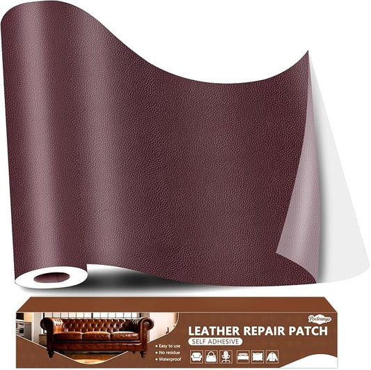 Dark Brown Leather Repair Tape, 16x80 Inch Leather Repair Patch Self-Adhesive, Waterproof Faux Leather Patch, Vinyl Repair Tape for Couch, Sofas, Furniture, Office Chair, Car Seats