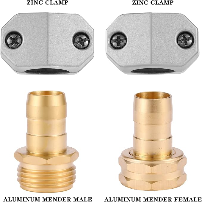 Garden Hose Repair Kits, 3 Sets Aluminum Alloy Water Hose Connector, Fit 3/4" and 5/8" Garden Hose, Male and Female Hose End Repair Fittings Replacement, Hose Mender Kit
