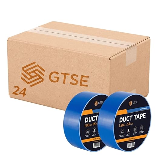 GTSE Blue Duct Tape, 2 Inches x 55 Yards (164 ft), Heavy Duty, Waterproof Repair Tape for Indoor or Outdoor Use, 24 Rolls