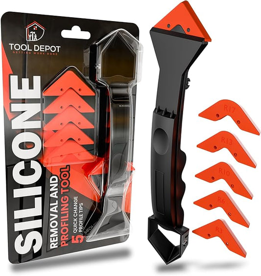 Caulking and Silicone Tool 3 in 1 Sealant Finishing Tool with Stainless Head, Caulk Remover, sealant Remover, Angle Scraper for Bathroom, Kitchen,Floor,Window,Sink
