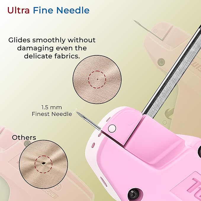 Stitch Gun for Clothes (Quick Fix Tool, Not a Sewing Machine), Handheld Clothing Tag Gun for Quick Clothing Repairs Includes 6 Needles, 1000 Black & 1000 White Fasteners (Pink & Blue)