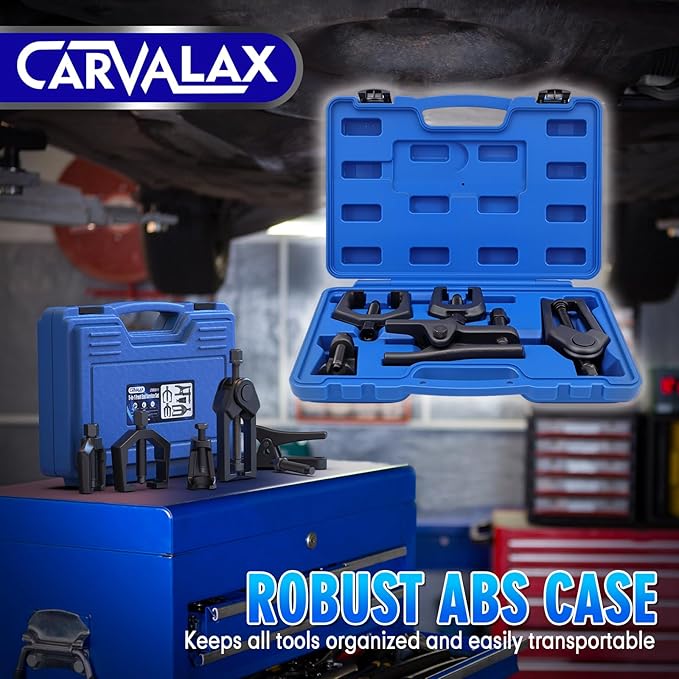 CARVALAX 5-in-1 Ball Joint Separator, Front End Service Tool Kit for Tie Rob Removal, Pitman Arm Puller, Cars SUVs Pickup Trucks Automotive Tools w/Storage Case (Black Oxidized)