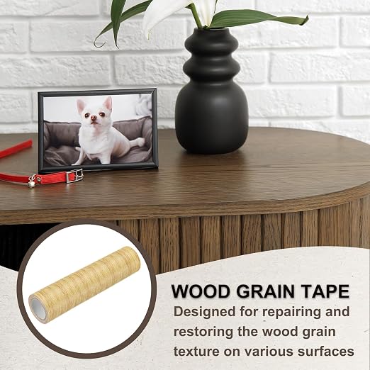 PATIKIL Wood Grain Tape 7.9" x 15 Ft, Self-Adhesive Wood Texture Repair Tape Realistic Wood Effect Contact Paper Patch for Furniture Cabinets Floor Walls Home Decoration, Yellow Oak