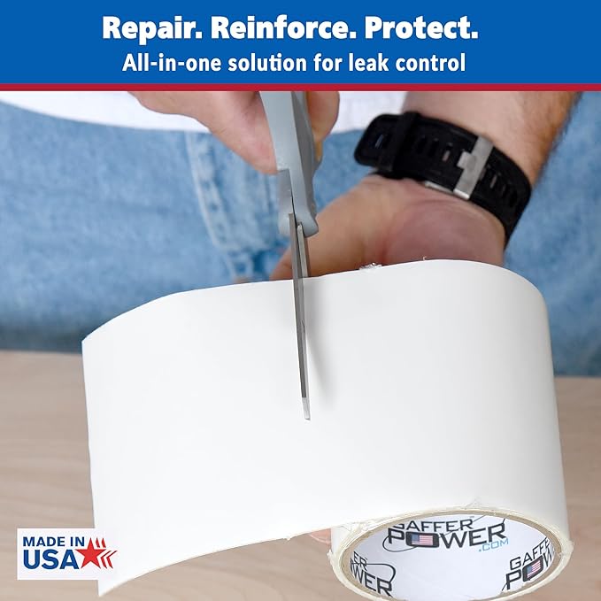 Gaffer Power White Butyl Seal Tape 4” x 5 FT – Waterproof Leak Repair Tape for Roof, Gutters, Pipes & RV – Flexible, Weatherproof, Made in USA