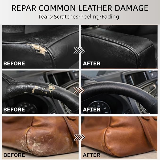 Leather Recoloring Balm 3.53Oz, 12H Quick-Dry Leather Vinyl Repair Cream Kit for Furniture, Couches & Car Seats- Restore Scratched, Faded, & Damaged Surfaces, Waterproof Restorer White