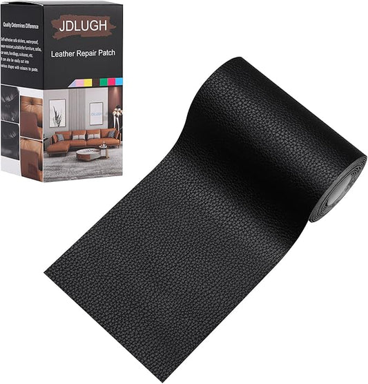 JDLUGH Sofa Leather Repair Patch Tape 3.5x60 Inch Self Adhesive Couch, Car Seat, Office Chair, Leather Furniture, Vinyl Repair Patch Kit for Furniture (3.5x60 Inch, Black1.0)