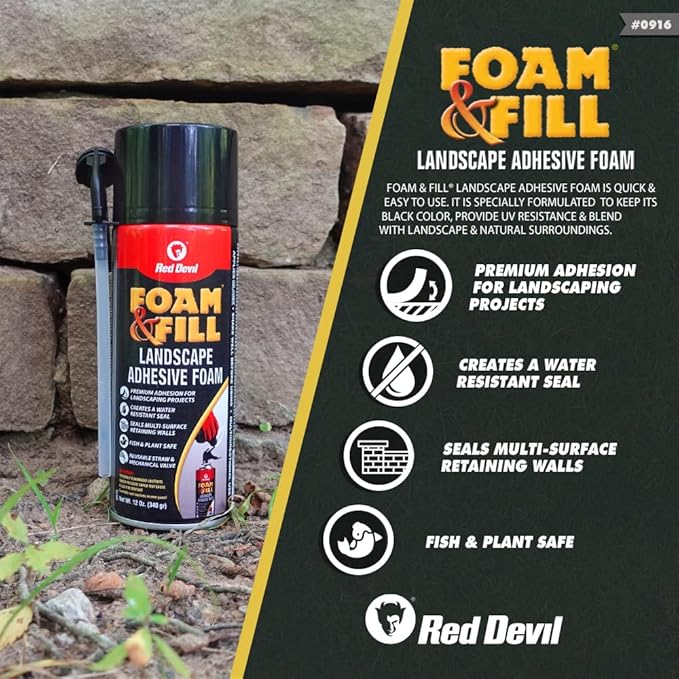 Red Devil 0916 Spray Foam & Fill Landscape Adhesive Foam, 12 oz. , Black