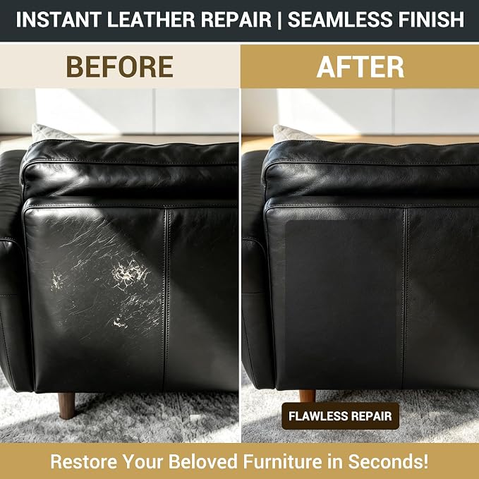 Self Adhesive Leather Repair Patch, Leather Patches for Furniture, Leather Repair Tape for Couch Sofa Car Seat Chair Furniture Repair, Leather Repair Kit (Grey-Litchi Grain, 34X79 Inch)
