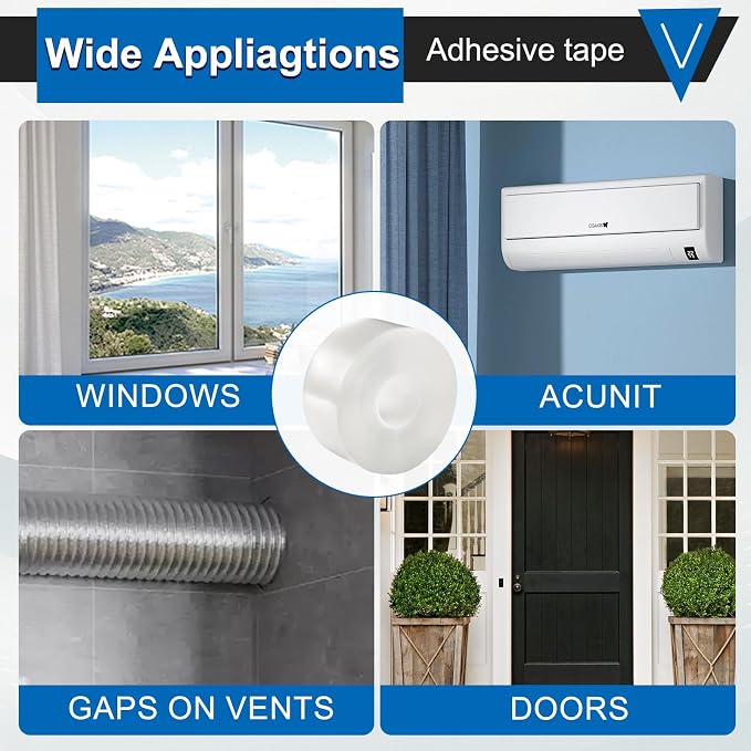 Window Insulation Tape for Winter Heavy Duty Weather Stripping Sealing Film Tape Draft Stopper 2 in x 66 Ft Keep Warm & Save Energy Easy Apply & Remove for Doors and Windows