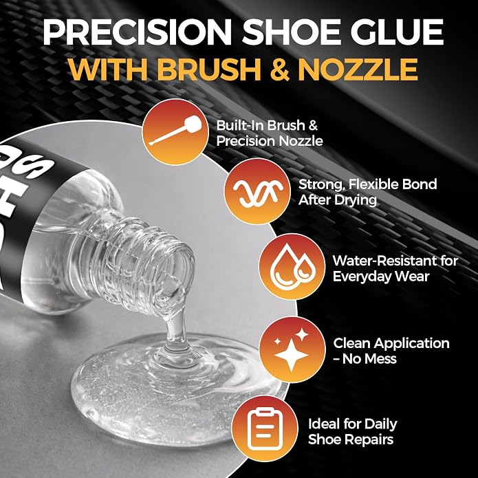 Shoe Glue 30g, Waterproof Clear Shoe Sole Repair Adhesive, Heavy Duty Shoes Glue Fixes Cracks and Debond, Clear-Drying Leather Repair Glue Kit for, Boots, Leather, Sneakers, Rubber, Canvas