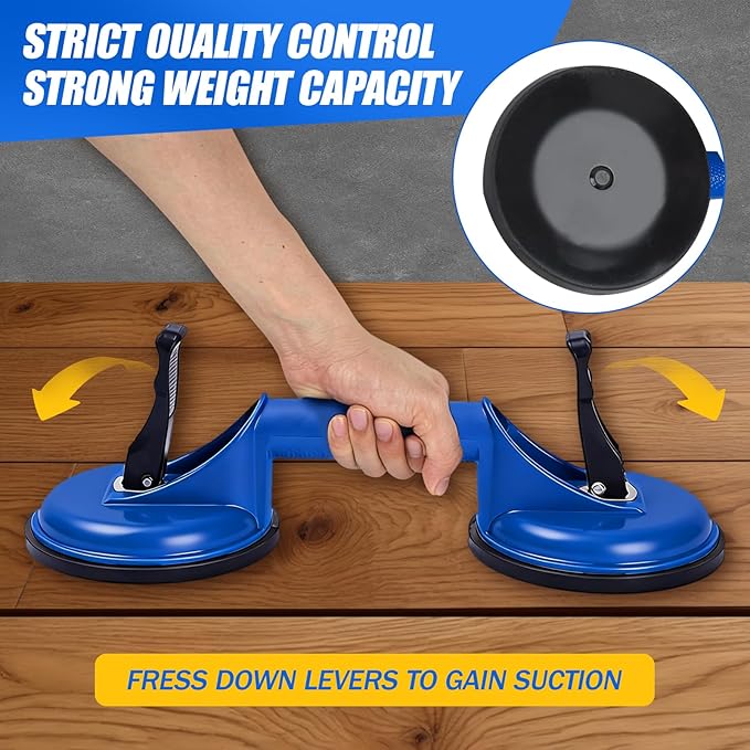 Floor Gap Fixer Tool for Laminate Floor Gap Repair,Floor Repair Kit with Suction Cup and Mallet,Perfect for Floor Gap Closing Repair Tool,Not Suitable for Scraped Surface Floor（Double disc blue）