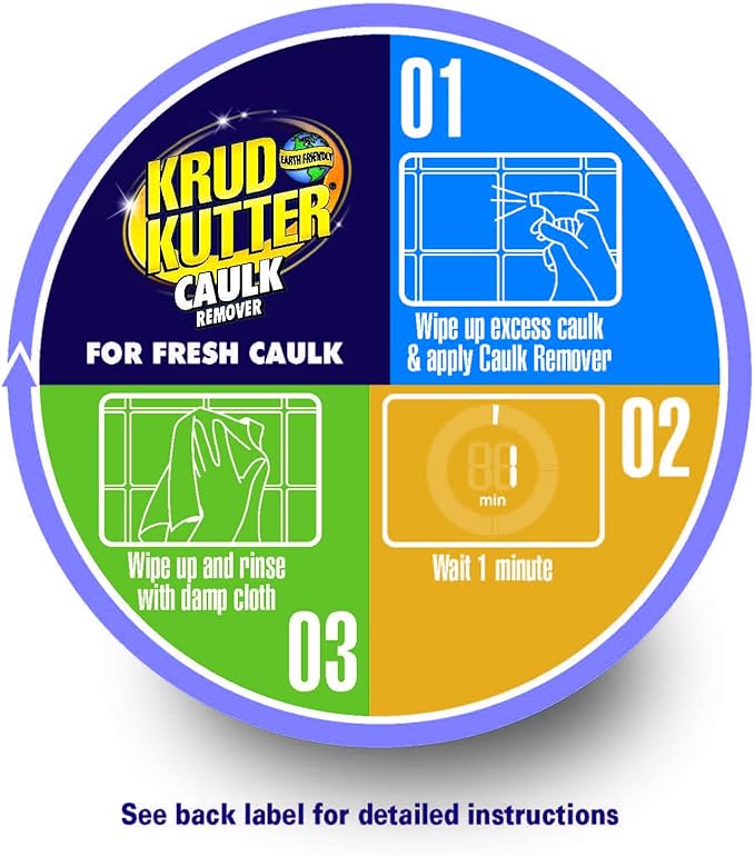 Krud Kutter Caulk Remover Spray, 24 oz, Softens and Removes Caulk, Sealant and Adhesive Residue, Easy to Use Spray for Bathroom, Kitchen, Windows and Tile Surface Prep