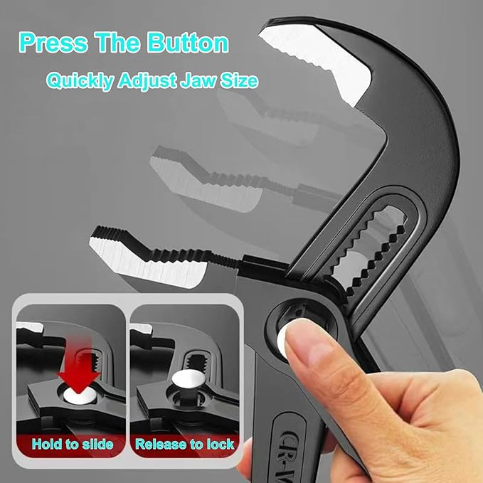 7-Inch Groove Joint Pliers - Upgraded 42mm Wide Opening Water Pump Pliers, V-Jaw Channel Locks for Home & Industrial Repairs,chrome vanadium steel