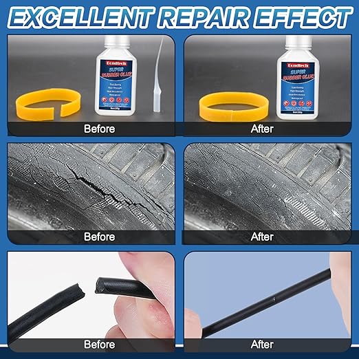 Rubber Glue 30 g, Super Glue for Rubber, Clear Instant Adhesive for Tire, Shoes, Belt, Soles, Hose, Mat & Neoprene Repair and More, Waterproof, Heat-Resistant (Clear, 30 Grams * 1 Pack, Rubber Glue)