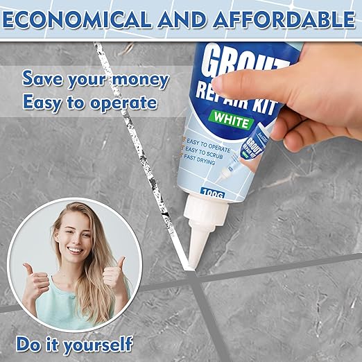 Tile Grout Repair Kit, 2 Pack White Fast Drying Grout Filler for Bathroom, Kitchen, Shower, Replace Grout Pen for Restore and Renew Tile Joints Line, Versatile Triple Use with Grout Sealer (Gray)