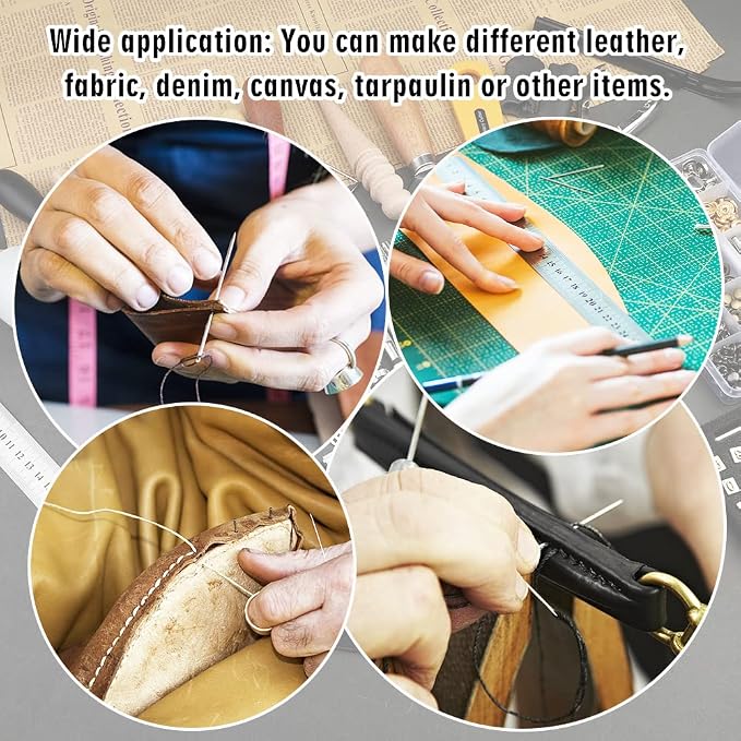 TLKKUE Leather Working Kit - Beginner's Leather Crafting Tool with Storage Bag, Leatherworking Tooling Kit for Sewing, Carving, Punching, Cutting, Stamping Tools