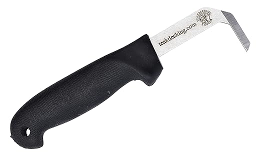 Teakdecking Systems Reefing Hook - Designed for Caulk Removal Before Re-Caulking - Blade Width: 2.5mm, Overall Tool Length: 8.5in - Comfortable & Easy to Use