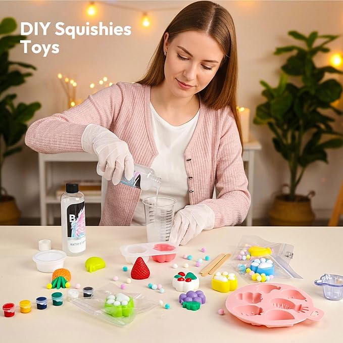 Taba Squishy Making Kit, Resiners 18oz TabaSquishy Kit for Stress Relief Gift Entertainment 1:1 Ab Squishies Gel Set & Molds for Make Your Own Squishies for Beginner & Adults