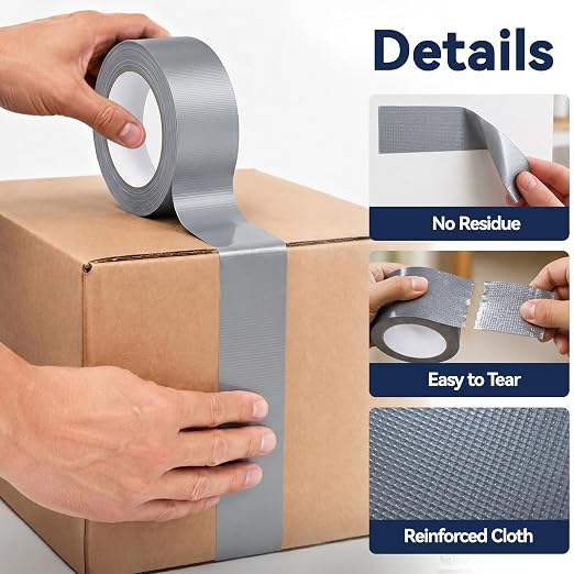 Duct Tape Heavy Duty, 5 Pack, 2 in x 30 Yard, 150YD Total | Duct Tape Heavy Duty Waterproof, Silver Duct Tape for Sealing and Repairs, Strong Adhesive, Tear by Hand
