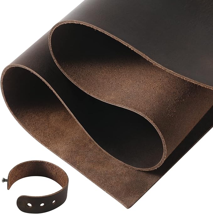 RingSun 12''X24'' Genuine Leather Sheets for Crafts (2mm), Full Grain Leather for Tooling Craft Sewing(Black Coffee)