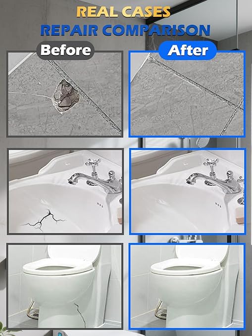 Tile and Granite Repair Kit, 2026 Upgraded Porcelain Tile Stone Crack Repair Kit (Color Match), Ceramic, Granite and Marble Repair Professional Kit for Kitchen Bathroom Balcony