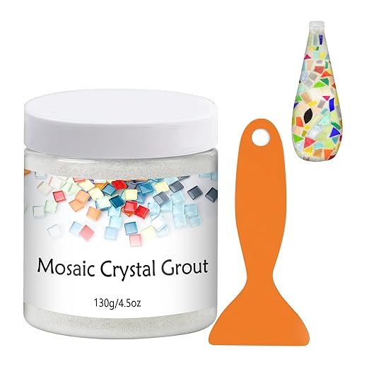 Mosaic Crystal Grout, Mosaics Tile Tools, Mosaic Tile Accessories – Essential for Handmade Grouting and Perfect for DIY Craft Projects (Translucent, 6.3oz)
