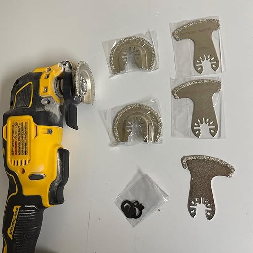 Oscillating Tool Blades, 6Pcs Diamond Carbide Multi Tool Blades for Grout Removal and Soft Tile Cut, Semi Circle Finger Segment Swing Grit Grout Oscillating Saw Blades