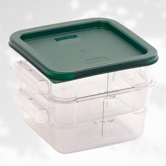 FSE Square Food Container, 2 Quart, Polycarbonate, Reusable, Clear, NSF, (LID SOLD SEPARATELY)