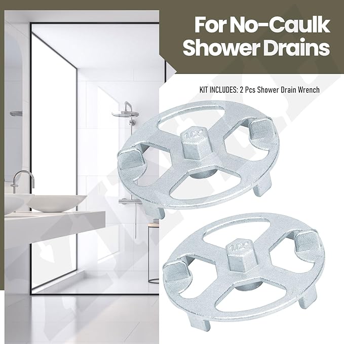 42239 No-Calk Shower Drain Wrench - Shower Drain Strainer Removal Tool for No-Caulk Drains with Drain Pipe Replacement Kit