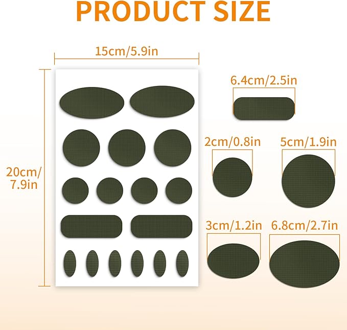 Waterproof Self-Adhesive Fabric Repair Tape - Tent Repair Kit,51pcs Nylon Fabric Patches for Tent, Jacket, Clothes, Puffer Down Jacket,Sleeping Bag, Outdoor Gear Tenacious Repairs Tape, Army Green