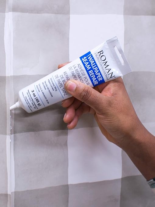 Roman Seam Repair Adhesive - Sealer for Wallpaper Tears and Loose or Overlapping Edges - White, 3 Ounce Tube with Applicator Nozzle