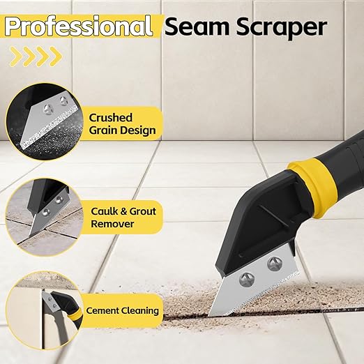 12pack Caulking Tool Kit, Multifunctional Caulk Remover Tool, Grout Removal Tool, Silicone & Grout Cleaner for Bathroom, Shower, Tile, Window, Household Caulk Kit(Yellow)