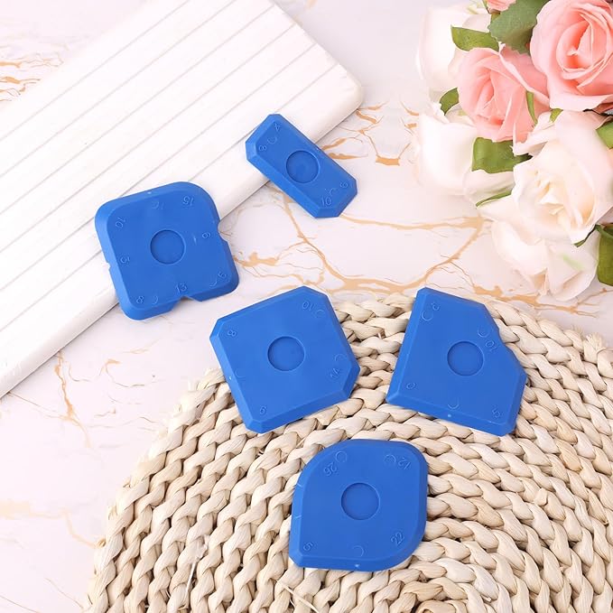 10pcs Plastic Caulking Tool, Sealant Caulk Silicone Finishing Remover Tool Reuse Grout Scraper Portable Sealant Finger Smoothing Grout Scraper for Bathroom Floor Window Sealing Sink Joint (Blue)
