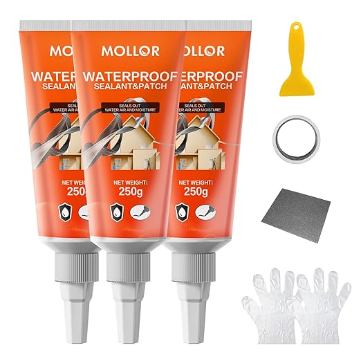 Concrete Crack Filler, Heavy-Duty Cement Crack Filler, Self Leveling Concrete Sealer for Driveway, Walkway, Patio, Waterproof Outdoor Caulking Glue, Gray, 8.8 Floz（3 Pack）