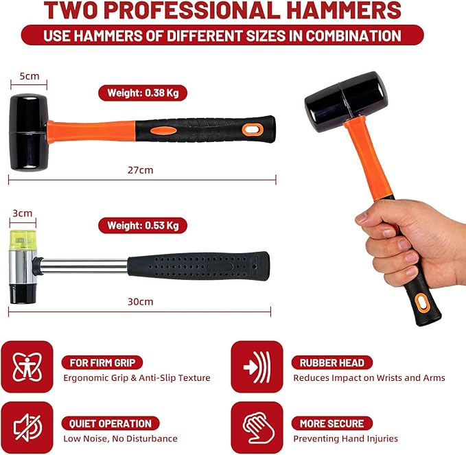 Floor Gap Fixer Tool Kit with 2 Rubber Mallets, 10 Reusable Sticky Pads, Suction Cup Laminate Flooring Tool for Fix Gaps, Heavy Duty Laminate Floor Gap Repair Kit for Vinyl Plank & Hardwood Floor