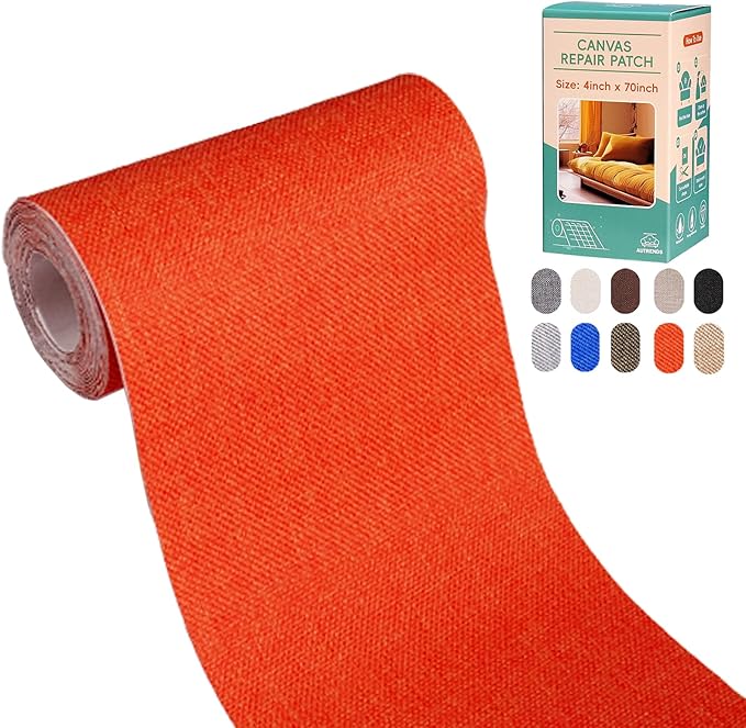 Canvas Repair Tape,Fabric Repair Patch,4×70 Inches,Outdoor Gear Patch, Waterproof,Self-Adhesive for Repairing Boat Covers,Tents,Sofas,Patio Umbrellas,Lounge Chairs,Awnings