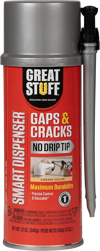 Great Stuff 99108824 Smart Dispenser Gaps & Cracks, Cream, 12 Ounce