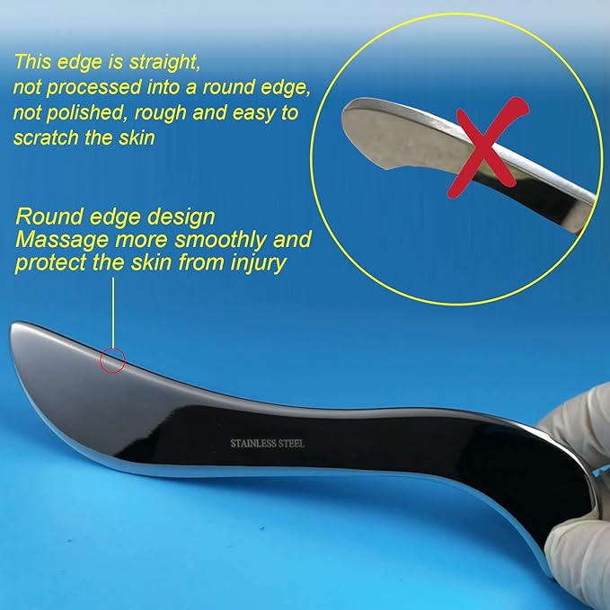 BYYDDIY 304 Stainless Steel Gua Sha Muscle Scraper Tool,Scar Tissue Tool,Physical Therapy Tools,Muscle Scraping Tool,Guasha Massage Scraper,IASTM Tools,Skin Scraping Tool,Soft Tissue Massage Tool