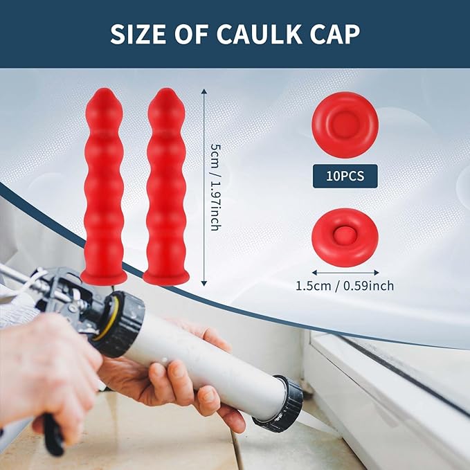 Zonon 10 Pieces Caulk Cap Caulk Saver Finishing Tool Tube Covers Tube Caps for Sealing and Preserving, Red